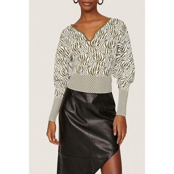 Esteban Cortazar Collective Sweater Women's Size XXL Olive & Cream Zebra Pattern - Picture 9 of 16